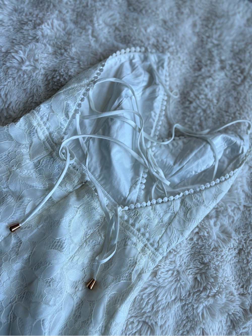 Hello Molly White Lace Ruffle Mini Dress - Picture 5 of 7